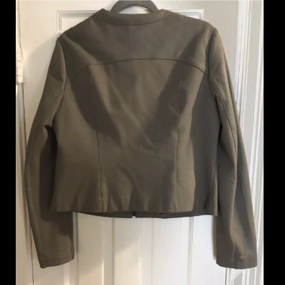 HAYDEN Collection GRAY GREY GENUINE LAMB LEATHER JACKET LARGE Crop Stretchy Zip - Picture 13 of 13
